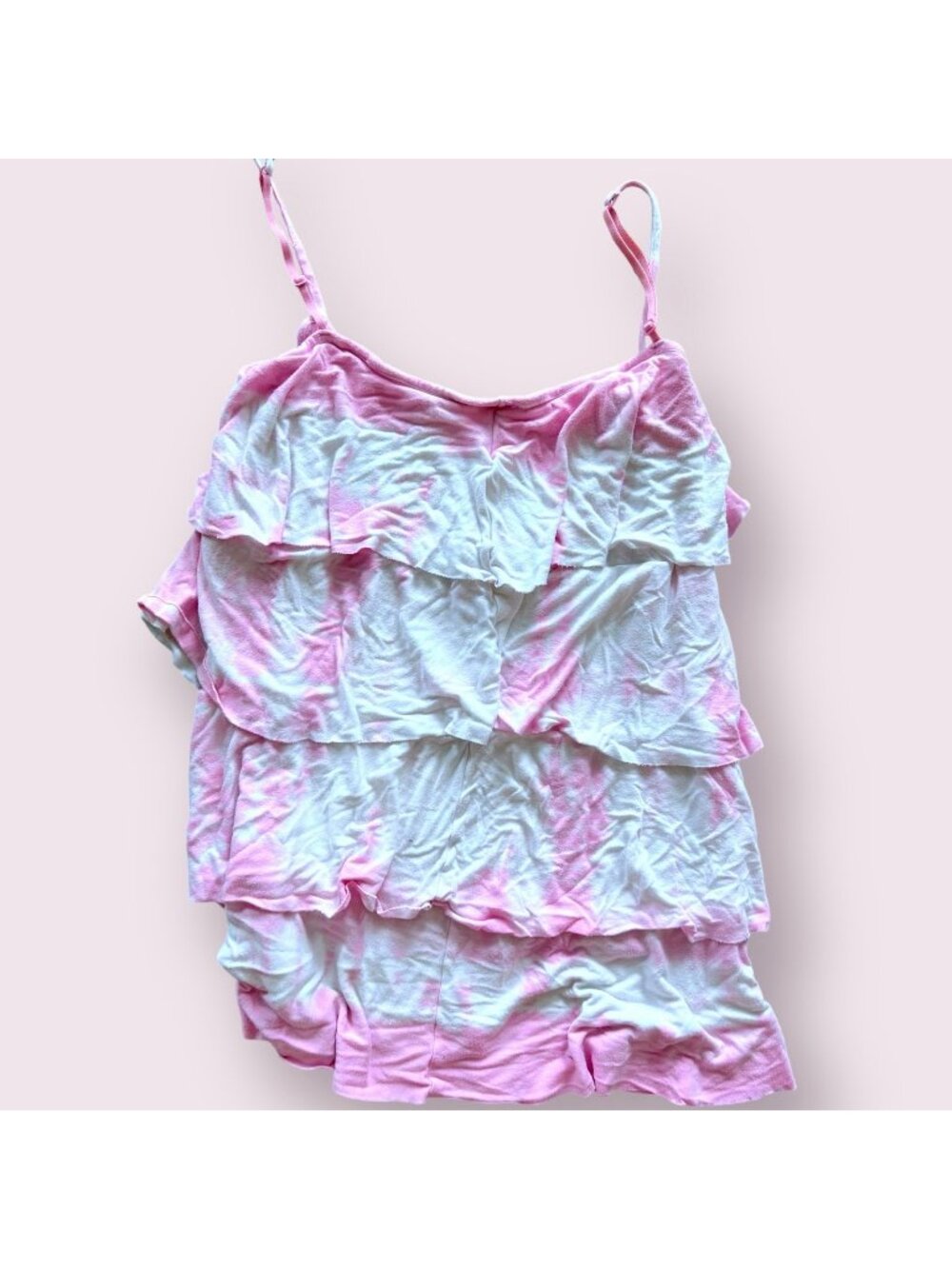 Victoria’s Secret PINK Y2K Ruffle Tiered Cami Nightgown Top Tie Dye XS